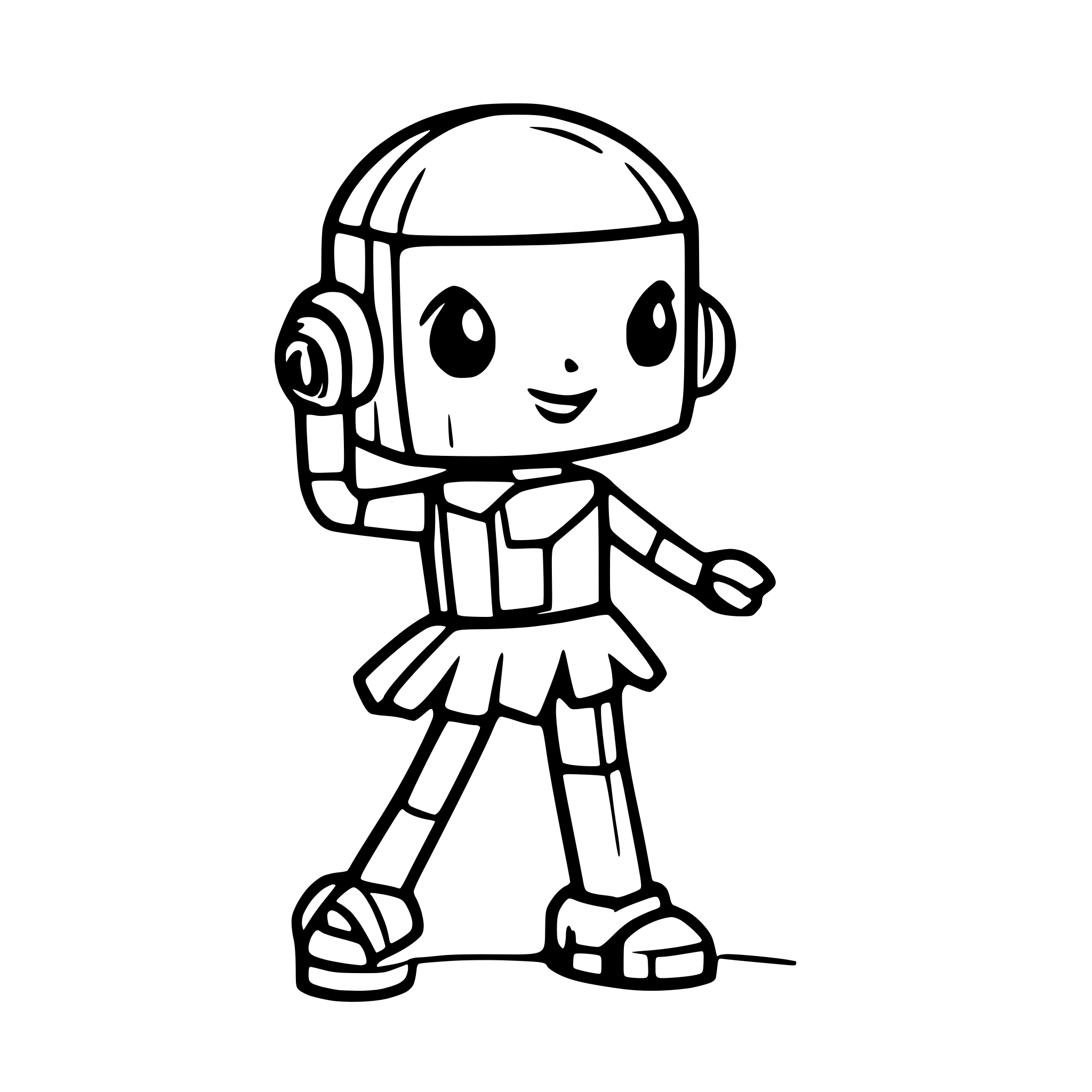 AI-generated SVG of 'Little dancing robot'