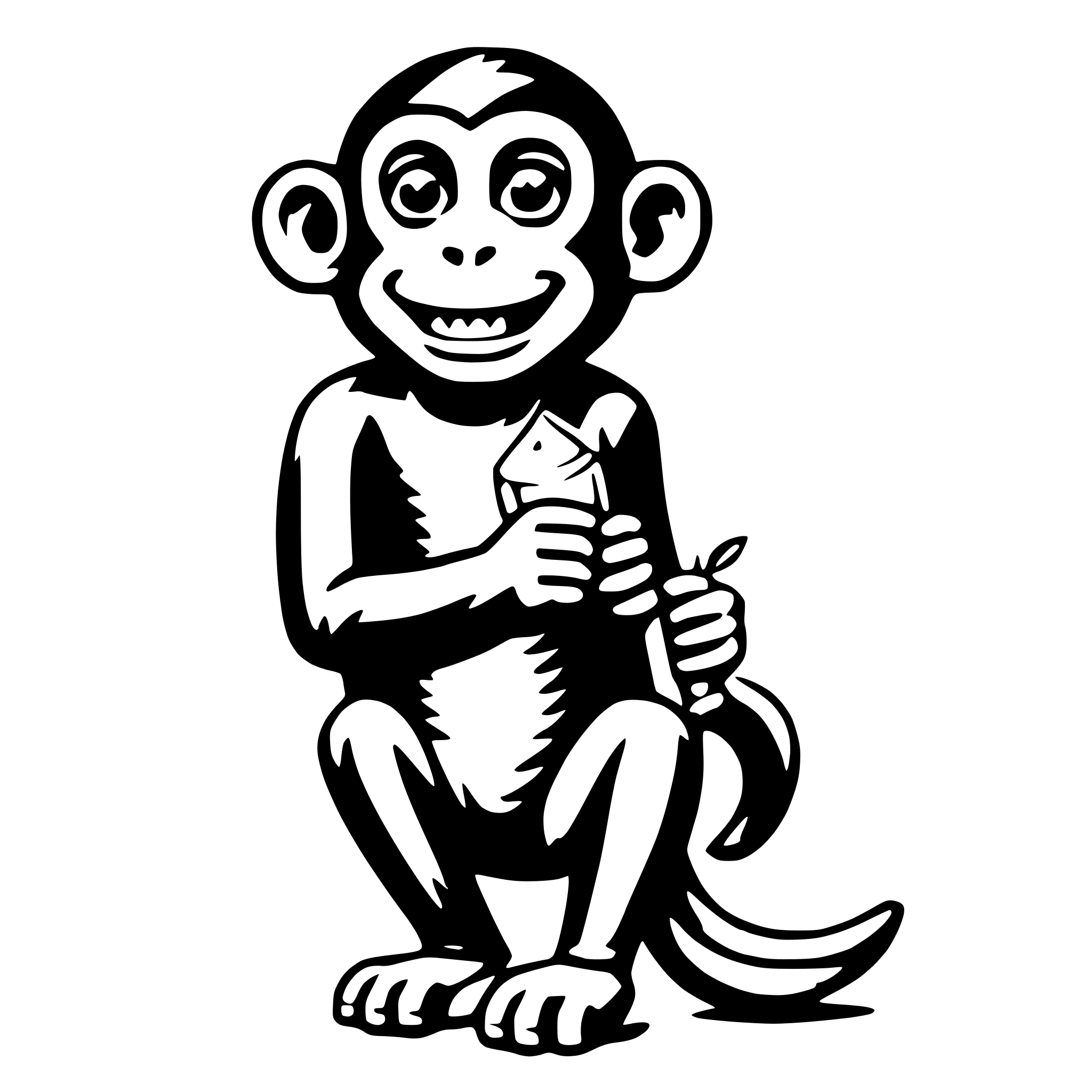 AI-generated SVG of 'monkey holding banana'