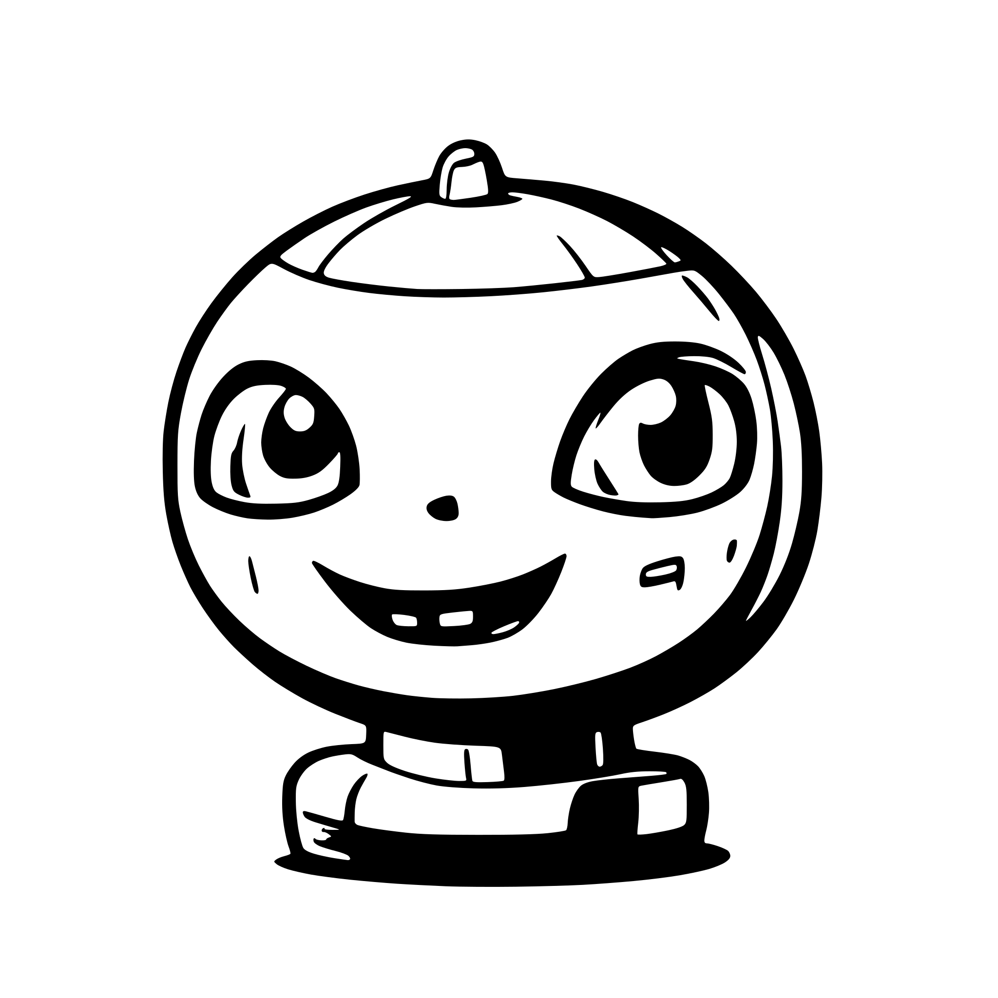 AI-generated SVG of a Create a cute smiling robot face looking straight at the camera and make it elegant and smart