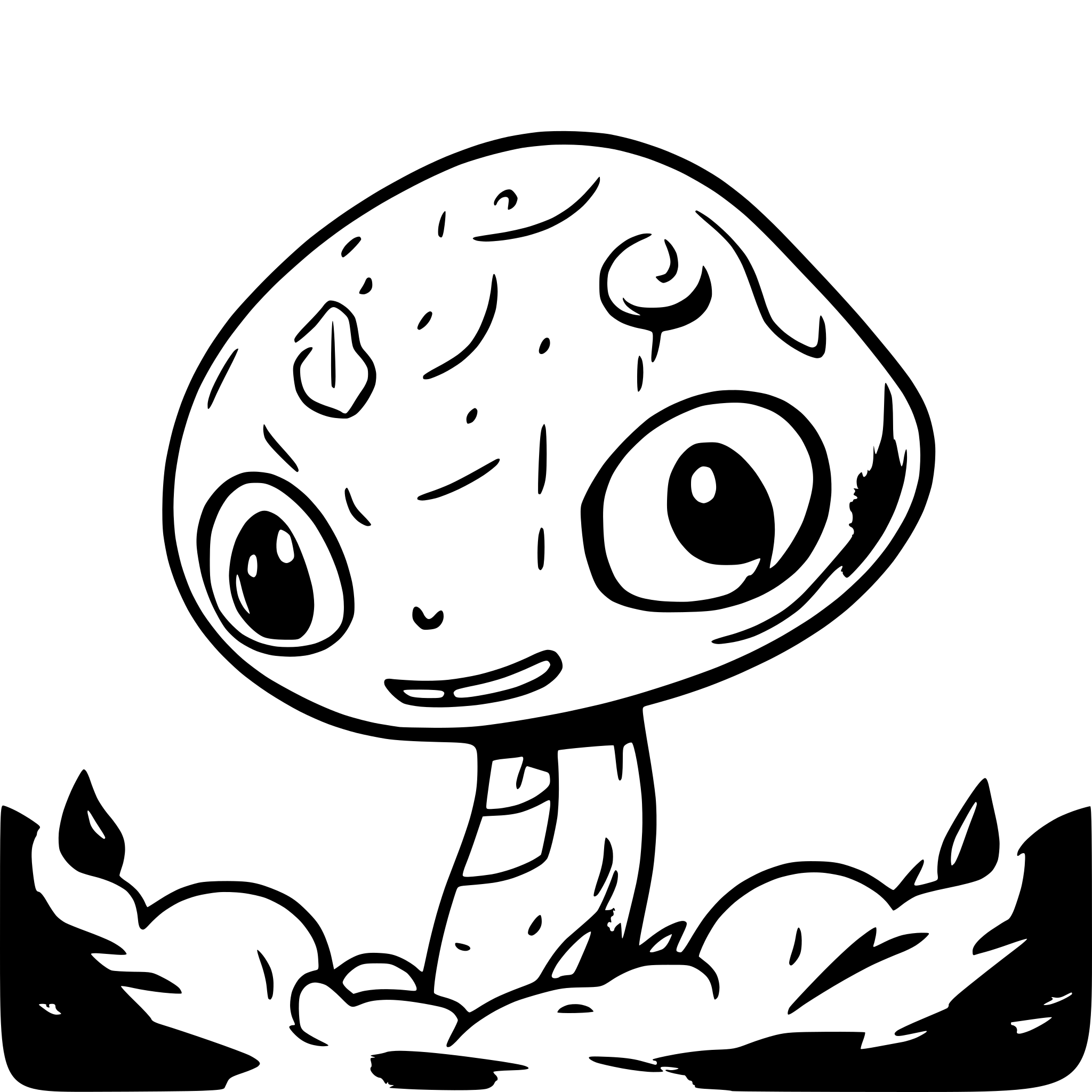 AI-generated SVG of a mushroom, ghost, cartoon spooky, fractal etheral casper