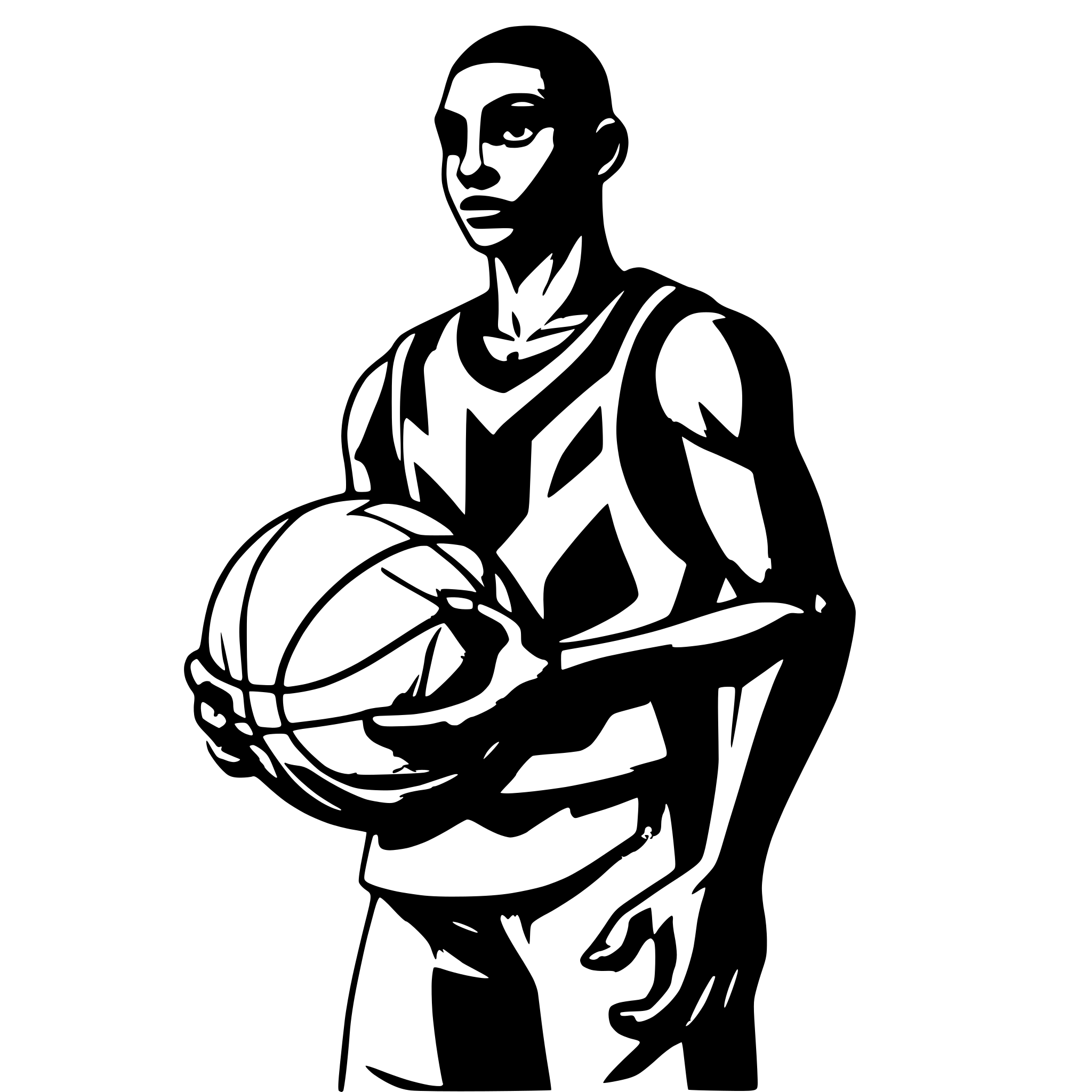 AI-generated SVG of a A basketball player holding a ball near his right shoulder