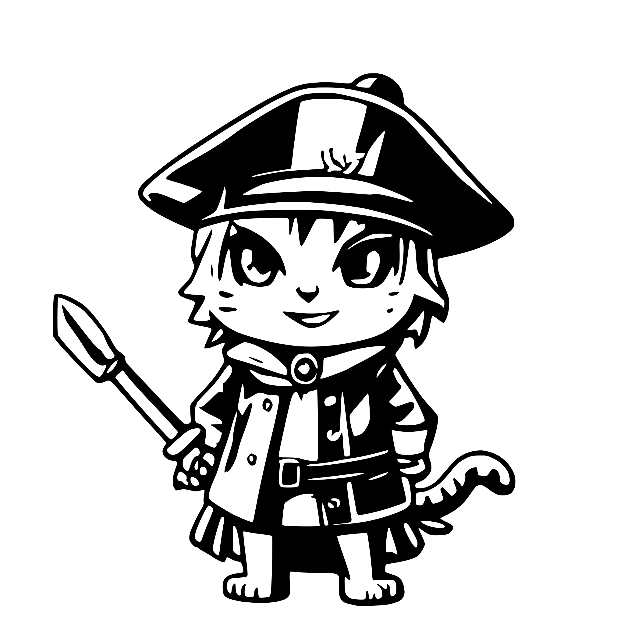AI-generated SVG of a kawai pirate cat wearing a pirate hat