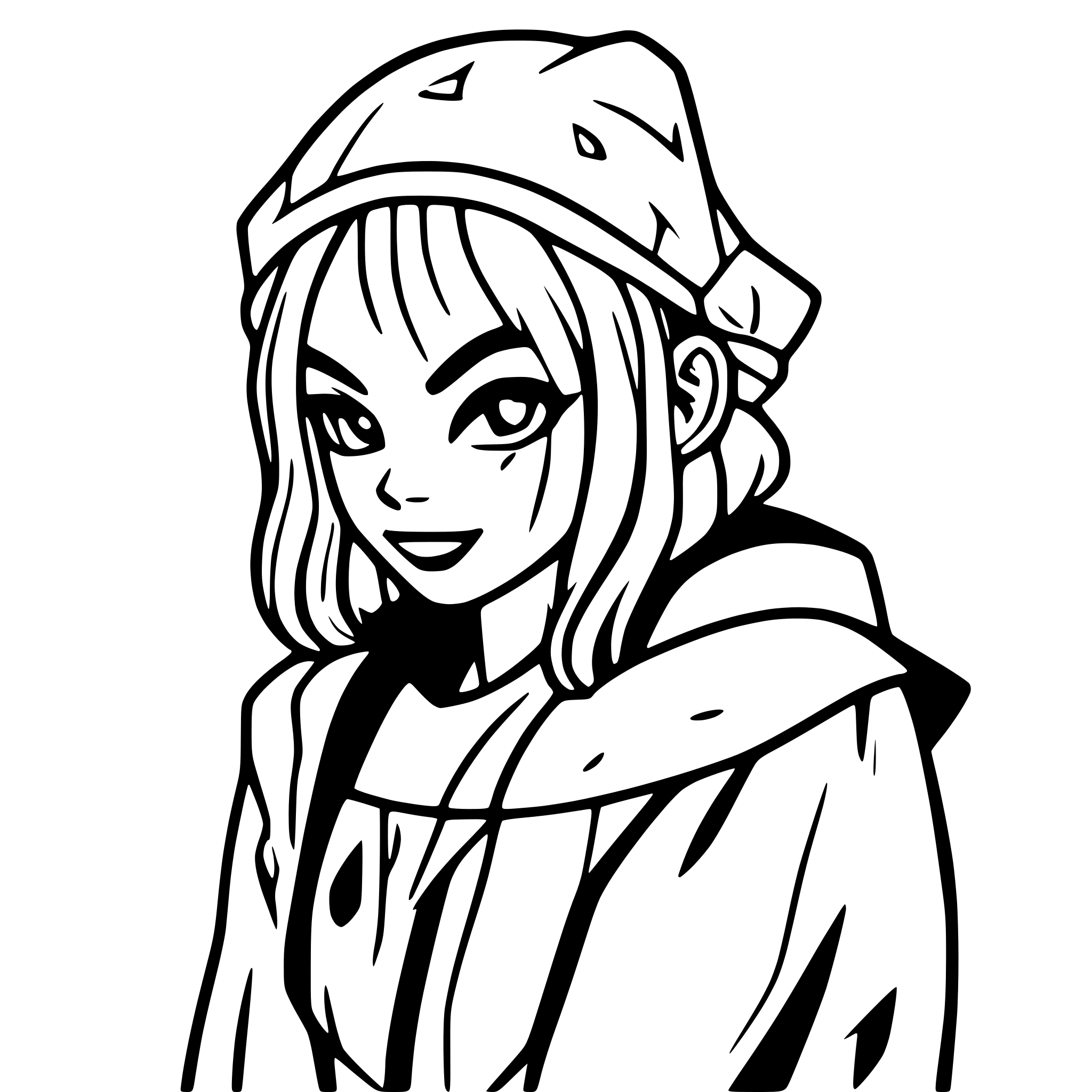 AI-generated SVG of a sad jester line art