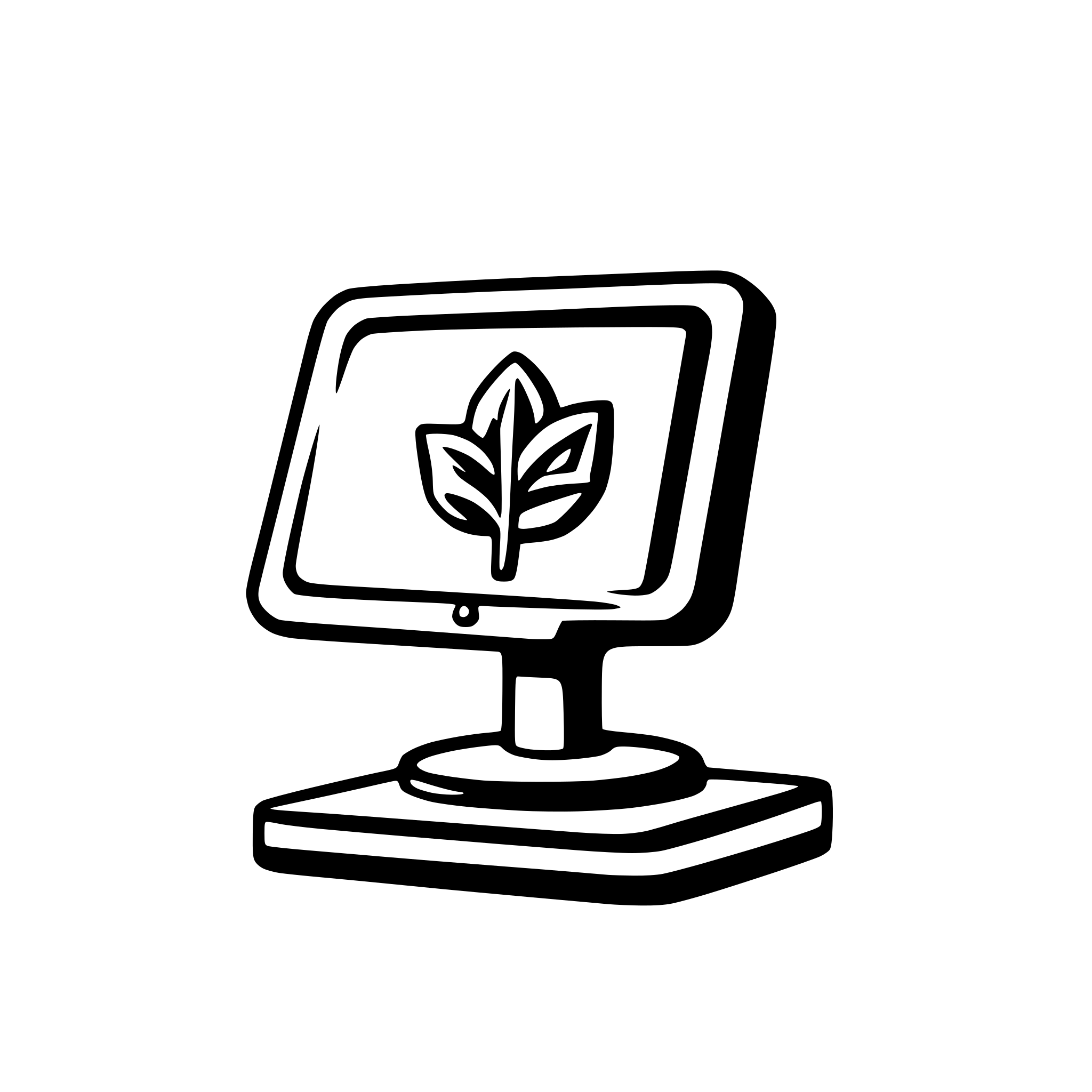 AI-generated SVG of 'Empty monitor standing on an open book'