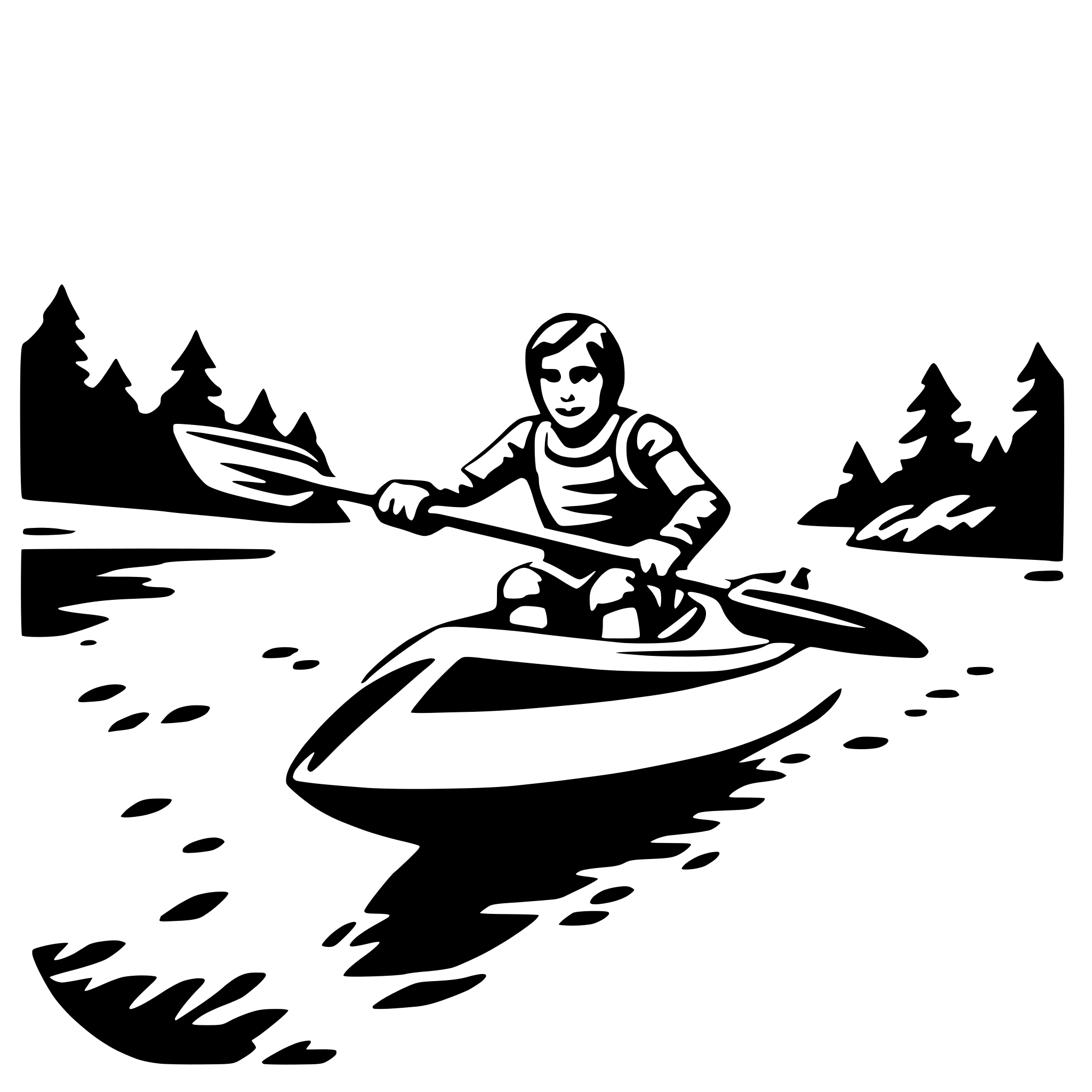 AI-generated SVG of 'kayaking through rapids'