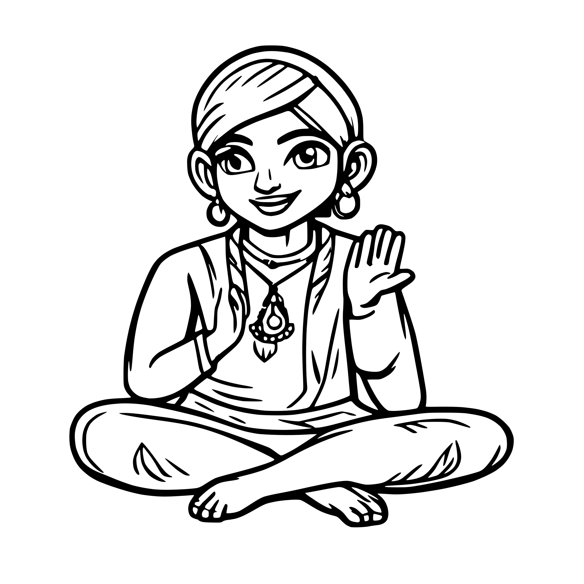 AI-generated SVG of a charming indian man of white complexion and twinkle in eyes doing namaste