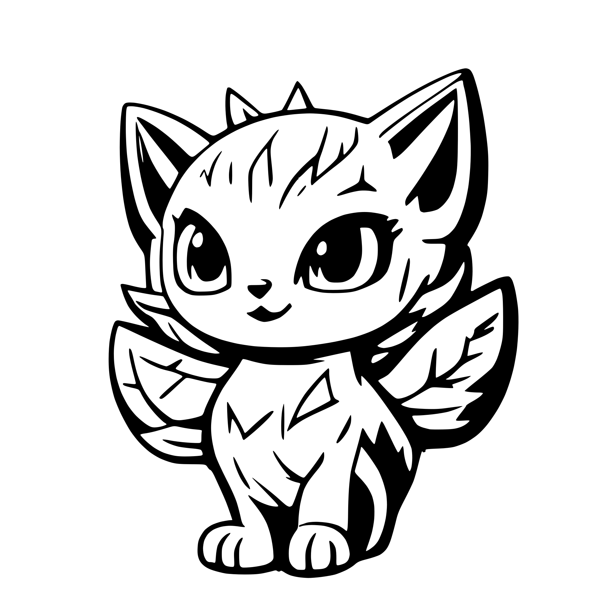 AI-generated SVG of 'A cat with wings'