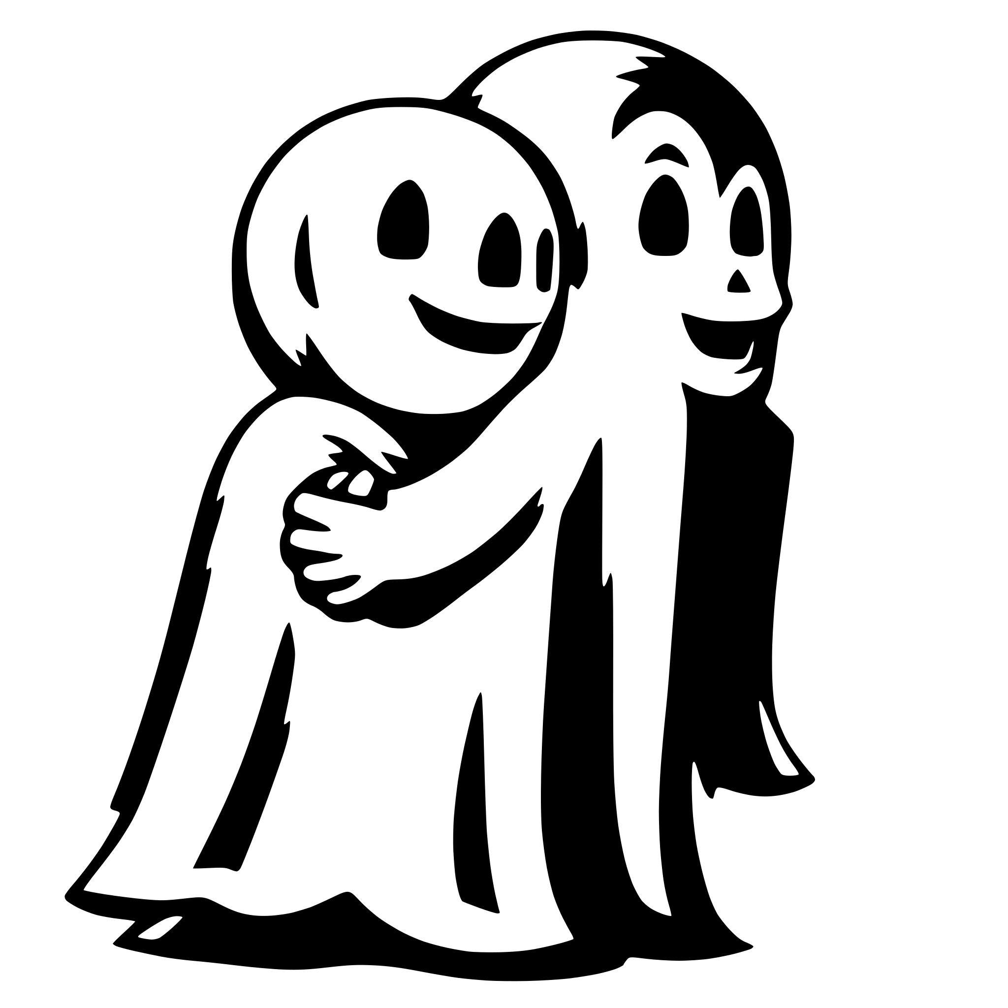 AI-generated SVG of 'two ghosts hugging each other'