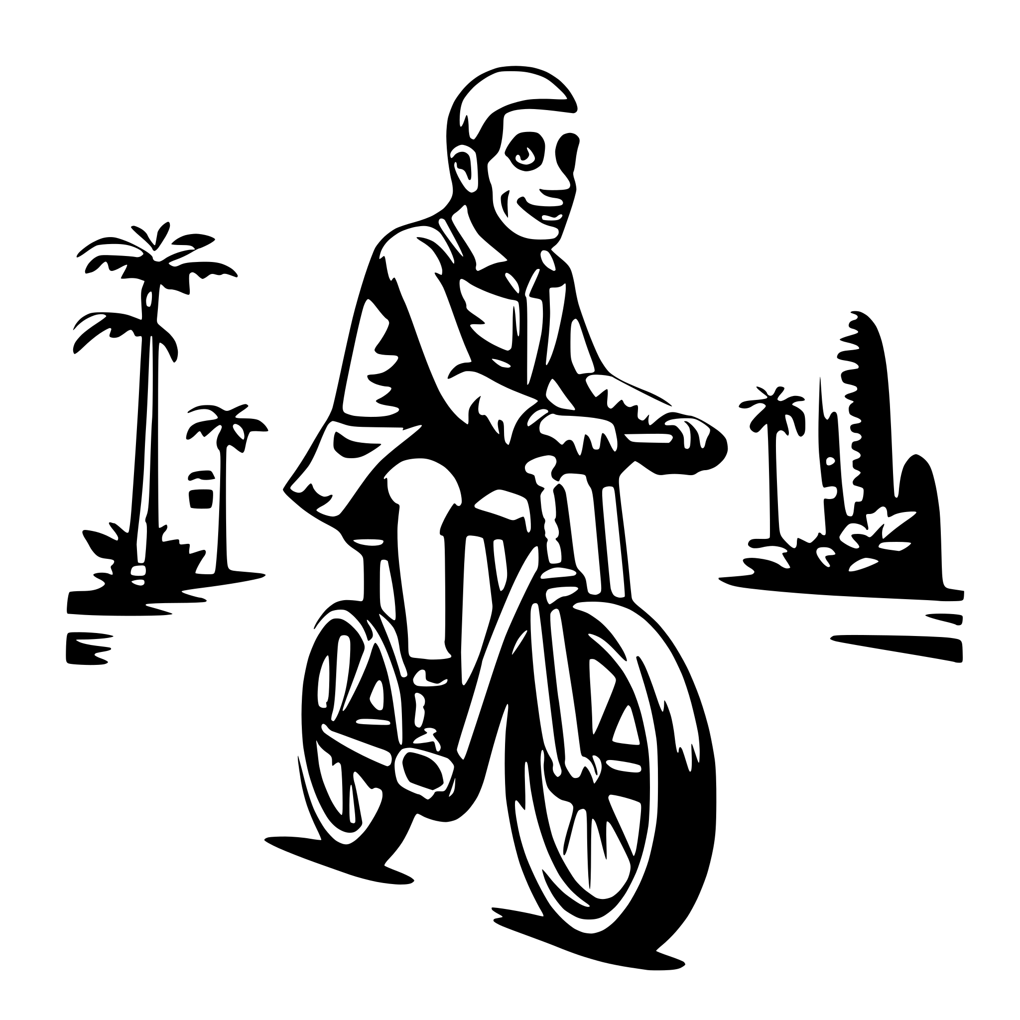 AI-generated SVG of 'Draw a banana riding a bicycle'