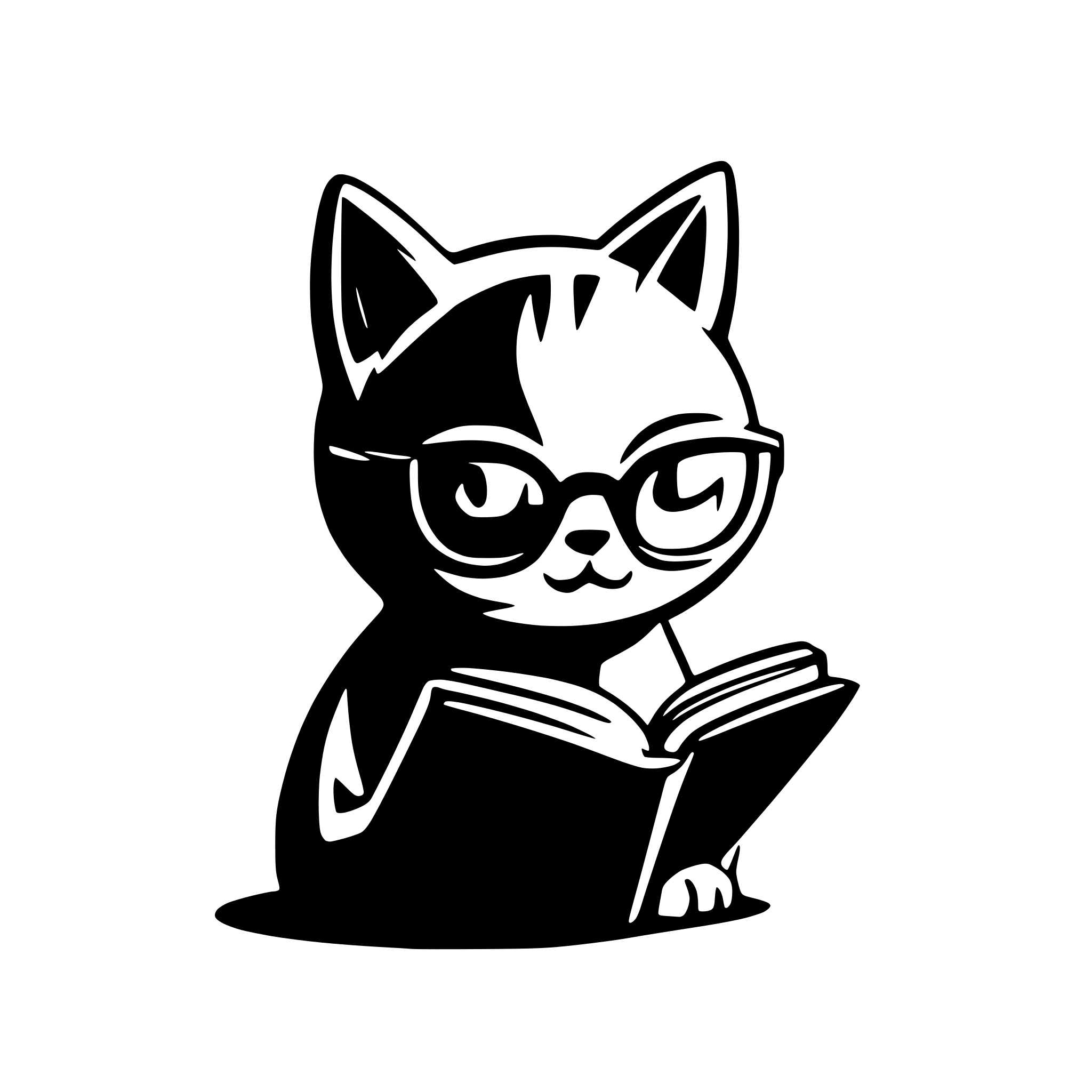 AI-generated SVG of 'Cat with glasse focused intently on a book. It should look and focus on the book, it should look like he actually reads'