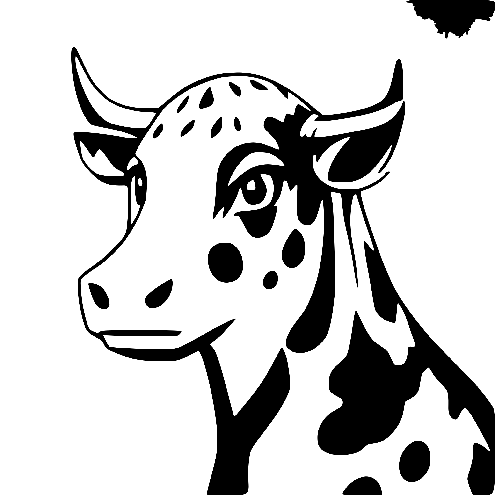 AI-generated SVG of a Generate a cow with black and white spots. The perspective should be from the side