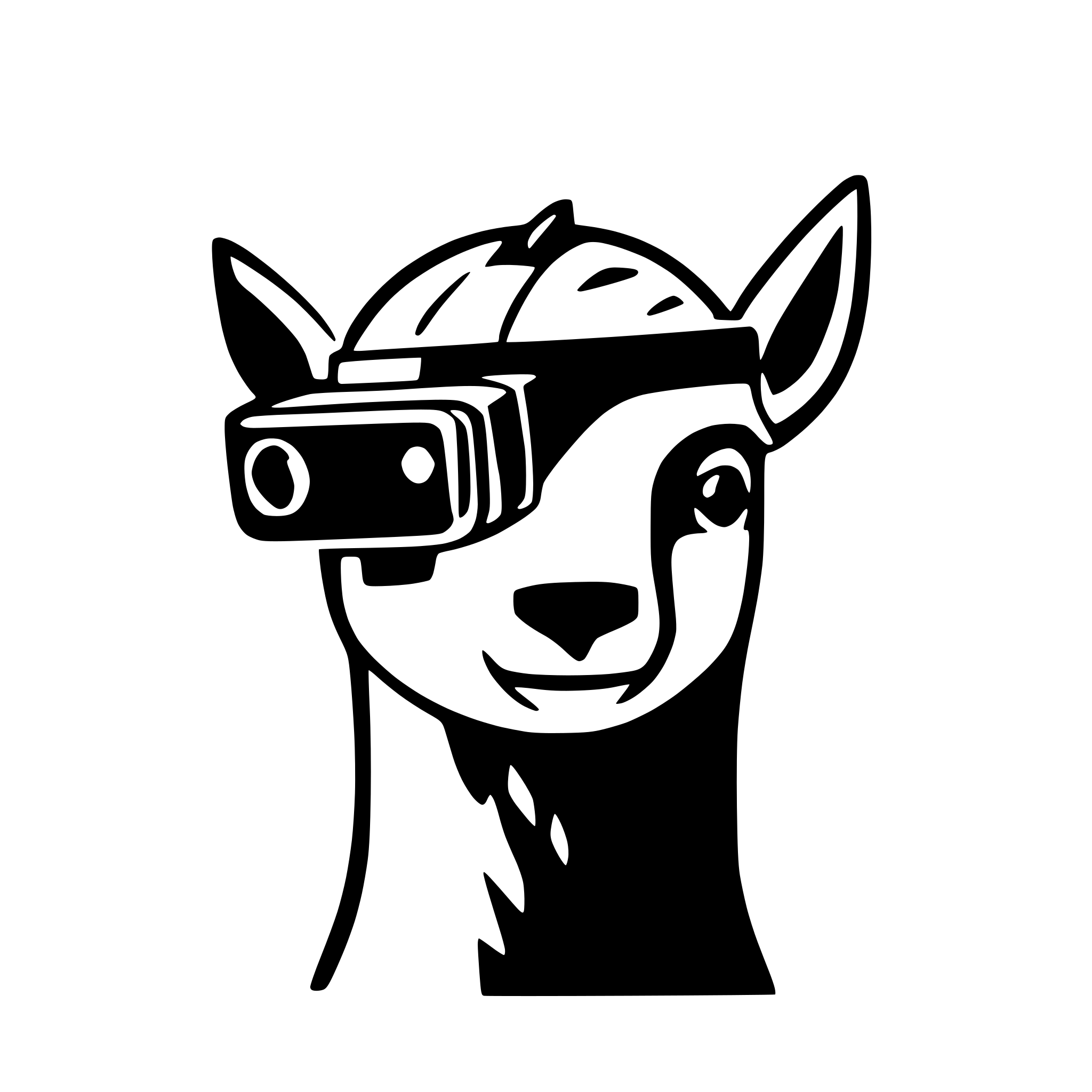 AI-generated SVG of a simple flat icon llama with virtual reality goggles. Don't add any shadows