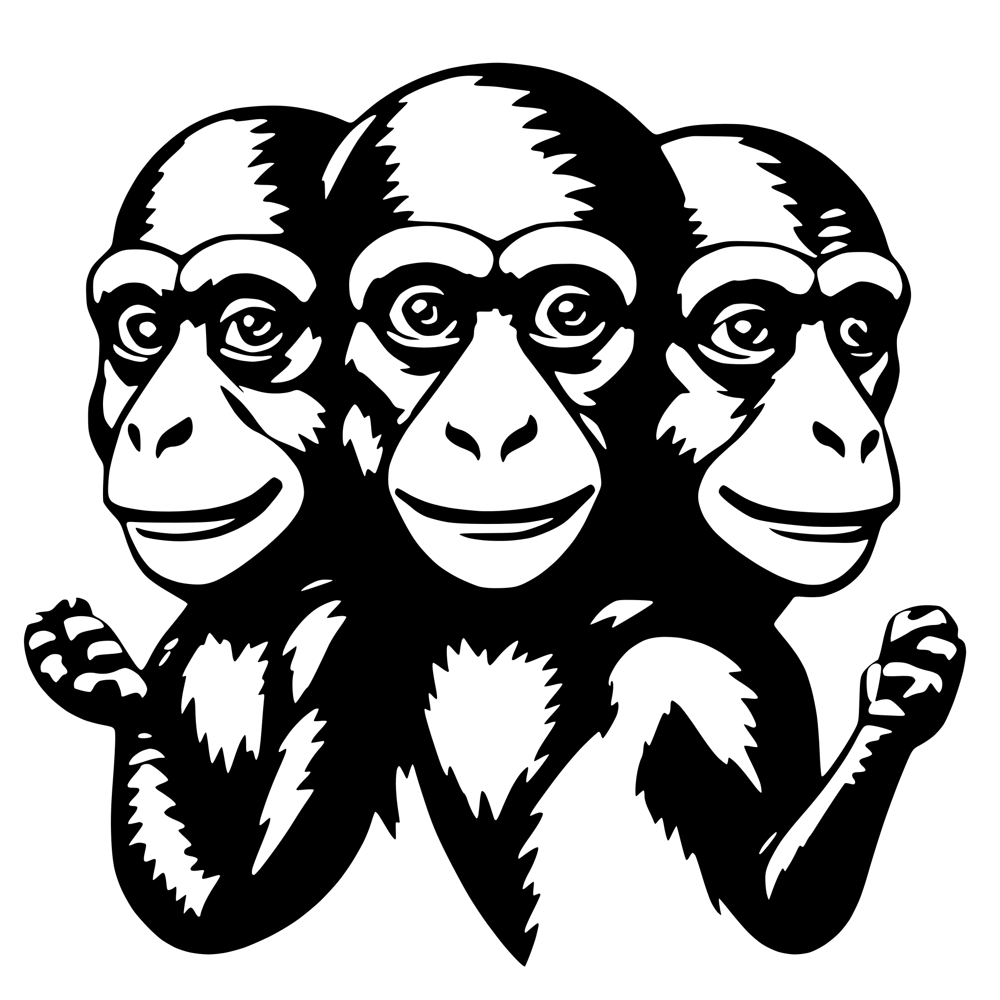 AI-generated SVG of a Three headed monkey