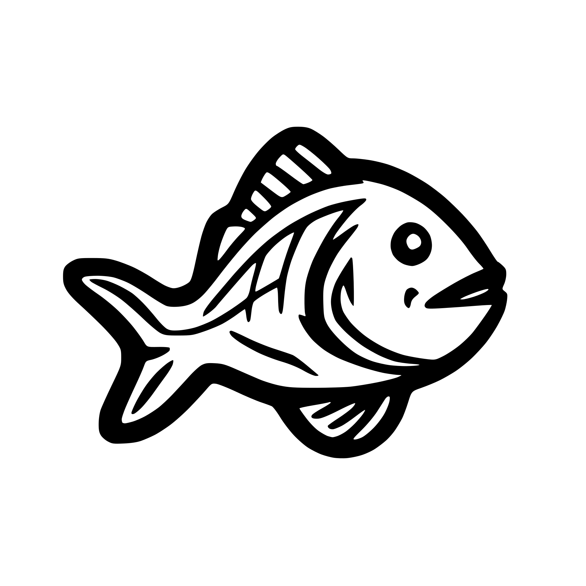 AI-generated SVG of a logo style depiction of a red snapper fish, with a happy appearance and a smile