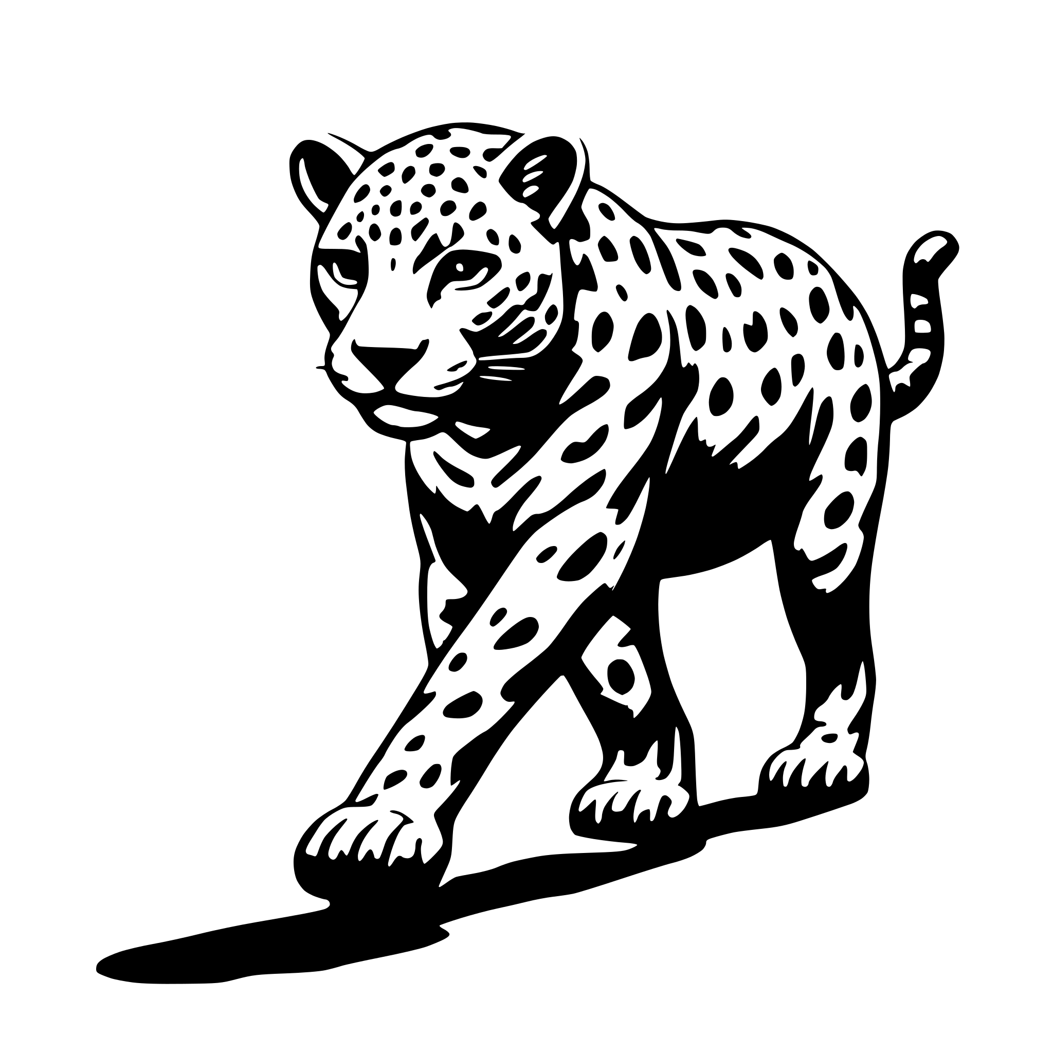 AI-generated SVG of a walking jaguar