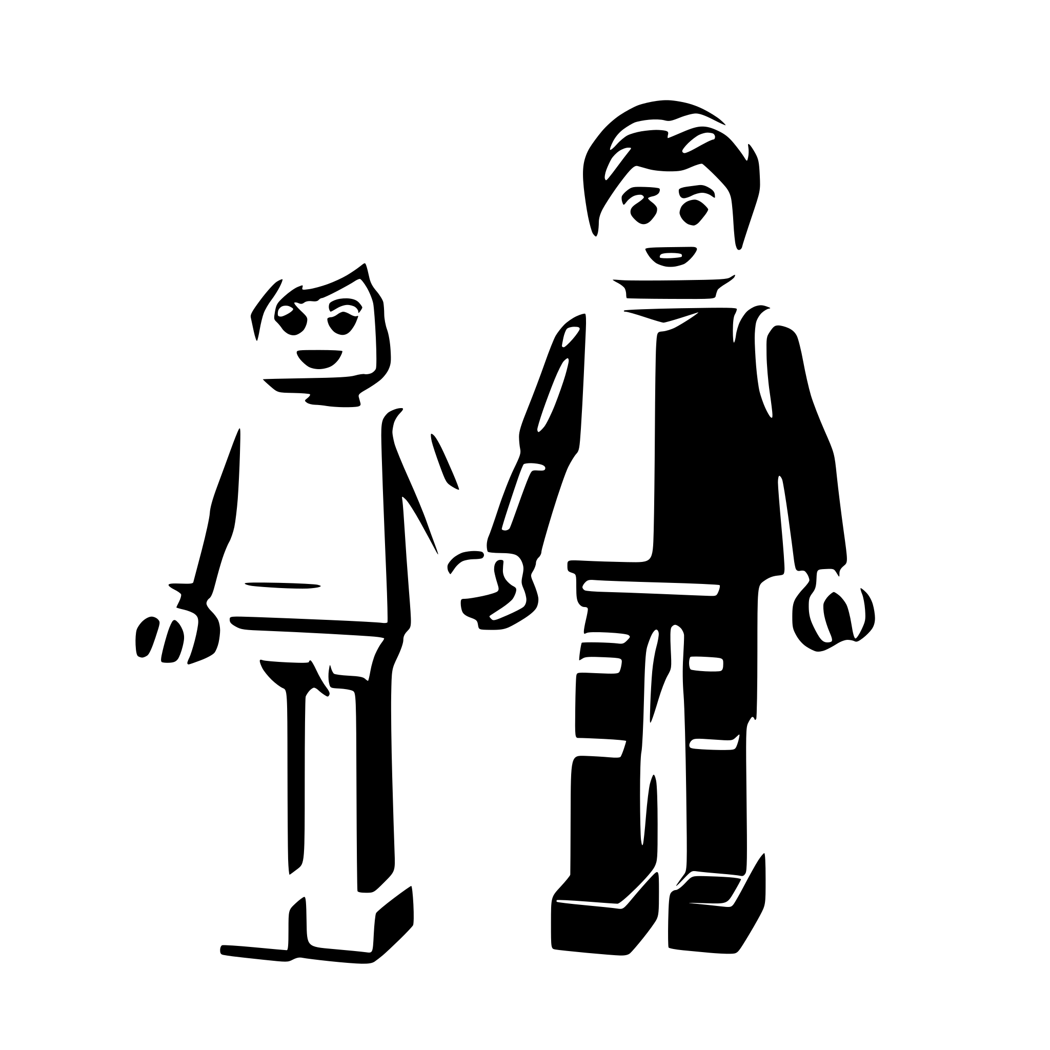 AI-generated SVG of a two lego bricks walking hand in hand
