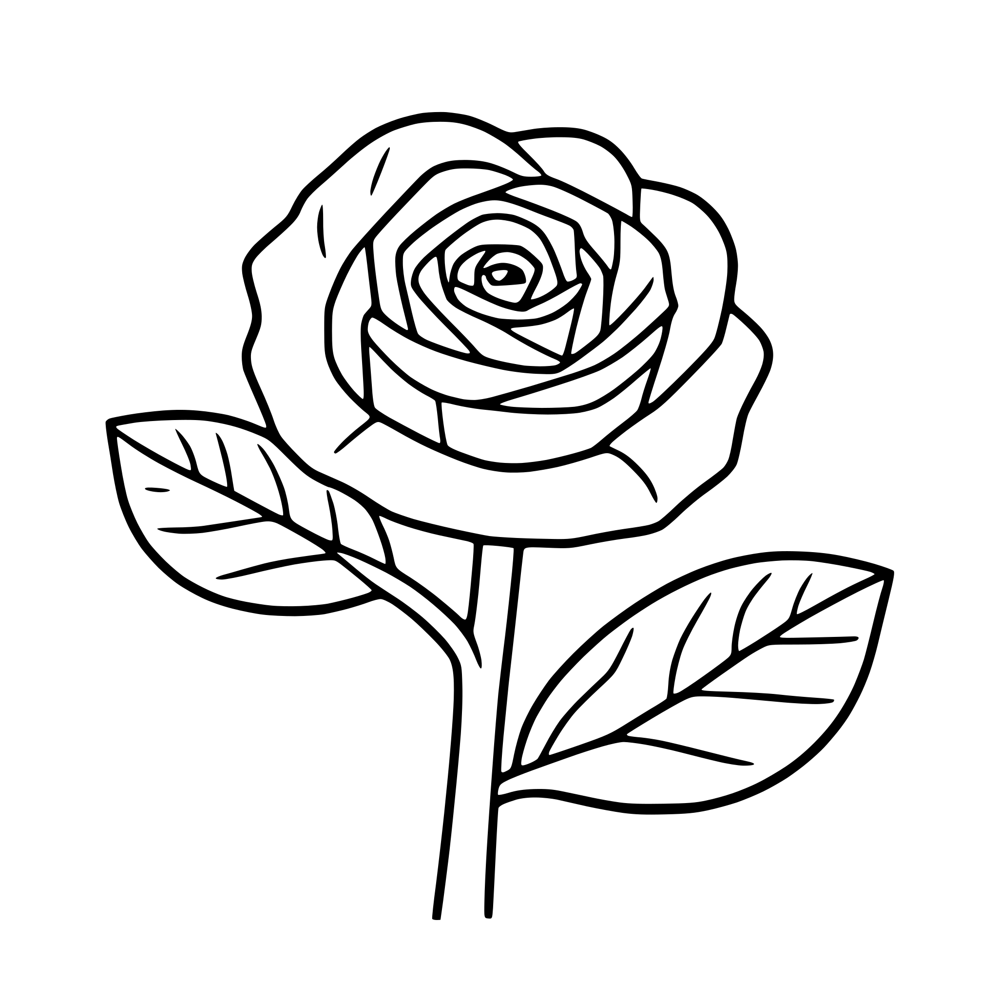 AI-generated SVG of a rose with thorns and leaves