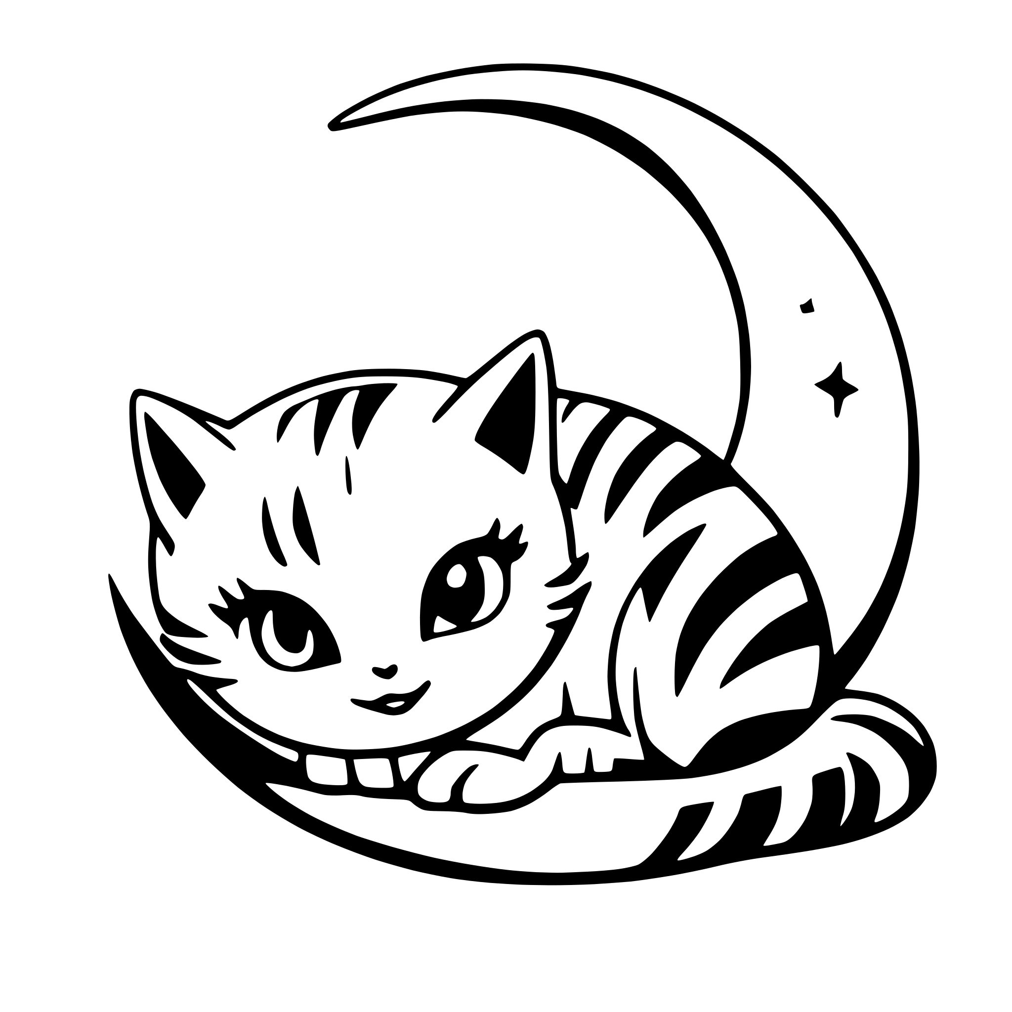AI-generated SVG of a cat sleeping on crescent moon