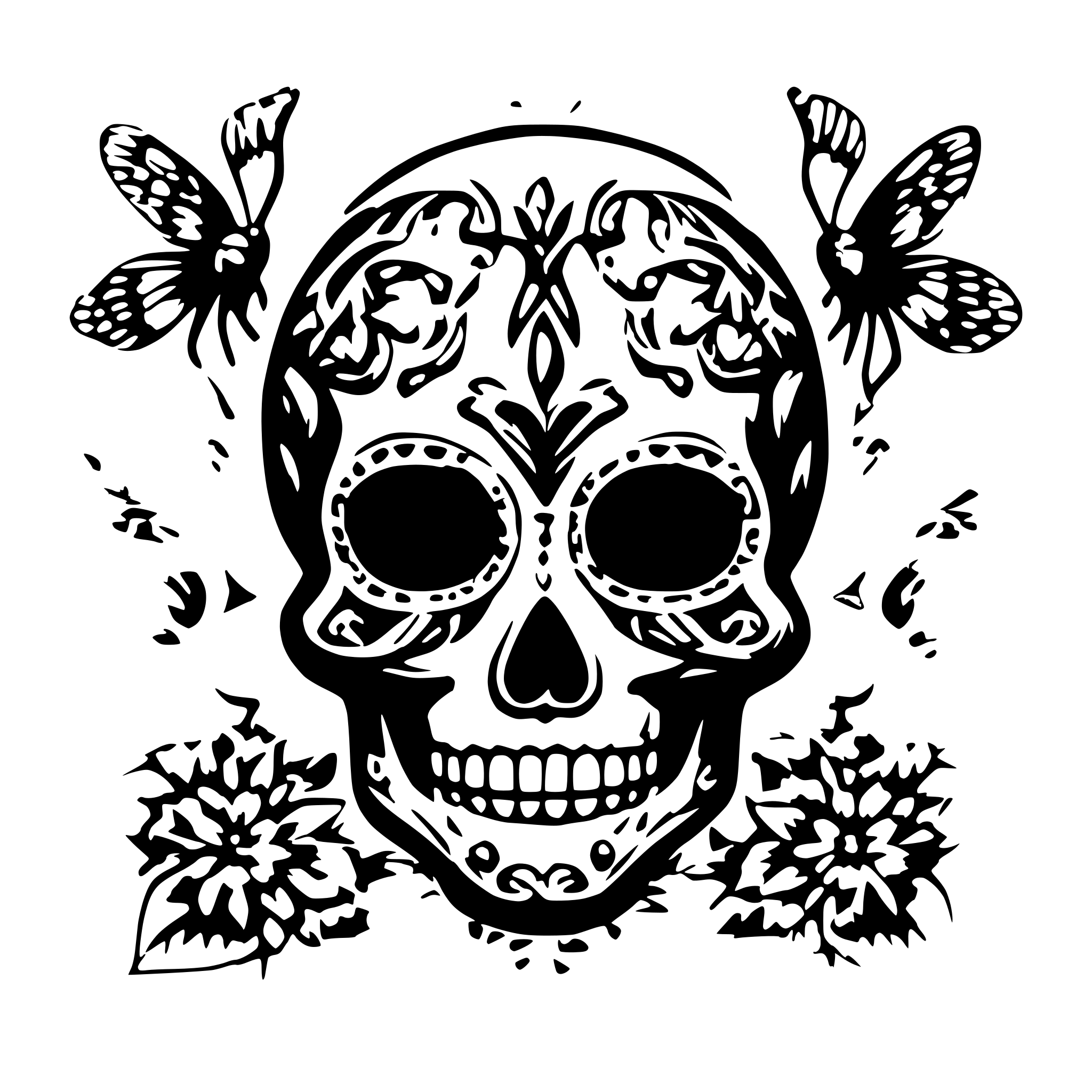 AI-generated SVG of a Sugar skull butterfly