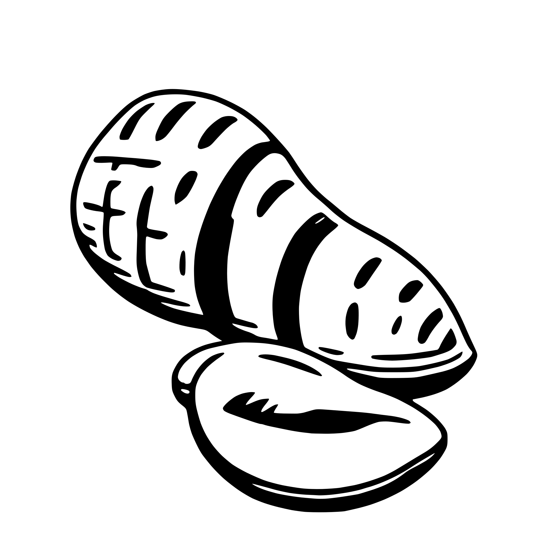 The SVG shows a stylized illustration of a loaf of bread with a slice cut out, placed next to a whole clove of garlic. The bread has a simple, elongated shape with horizontal lines suggesting texture, and the garlic clove is depicted with a smooth, rounded surface and a pointed end. The two objects are placed side by side, with the garlic clove to the right of the bread slice. There is no interaction between the objects; they are simply placed next to each other. 