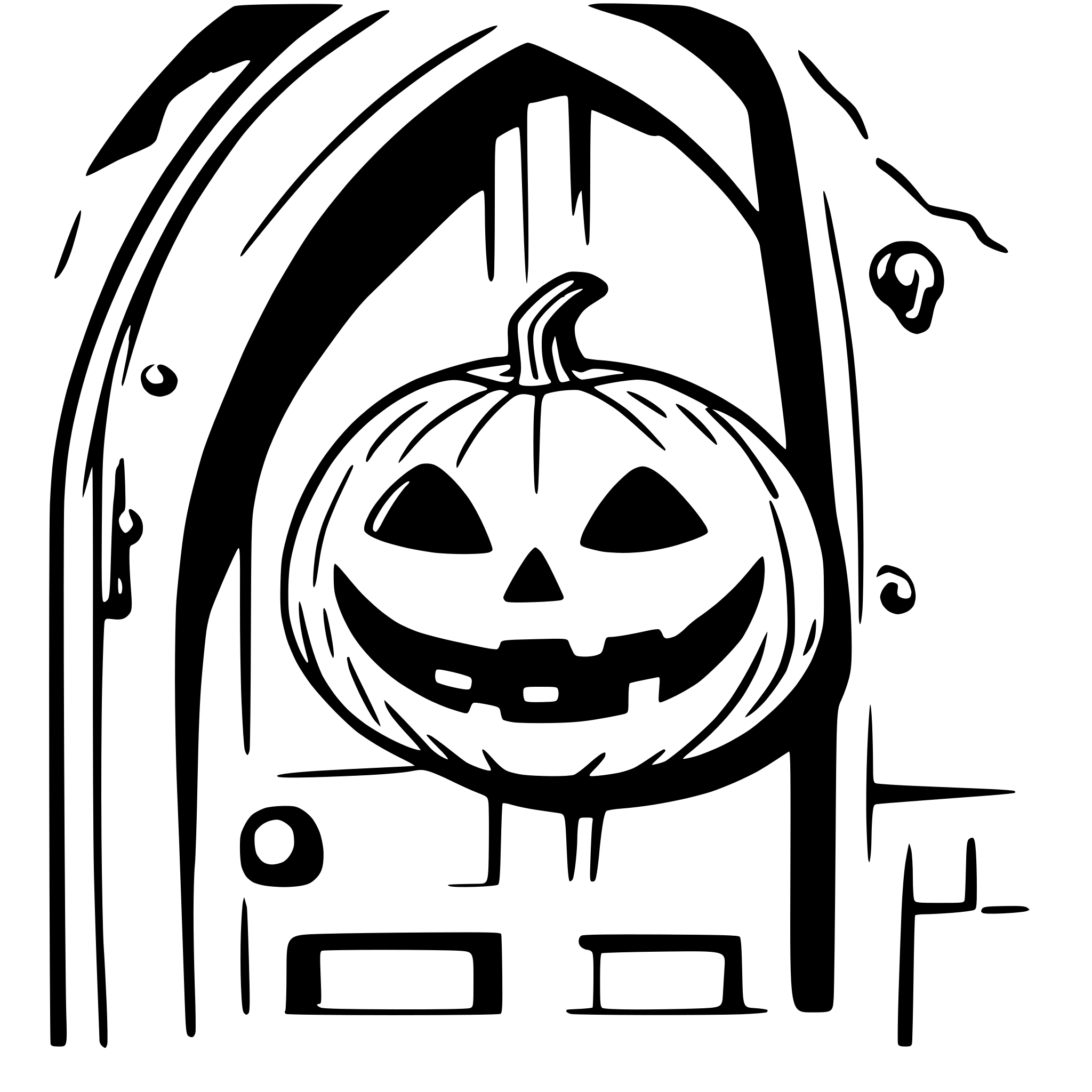 AI-generated SVG of a Carved Halloween pumpkin with a spooky face on two legs, standing at a door, ringing the bell and asking for sweets on Halloween night.