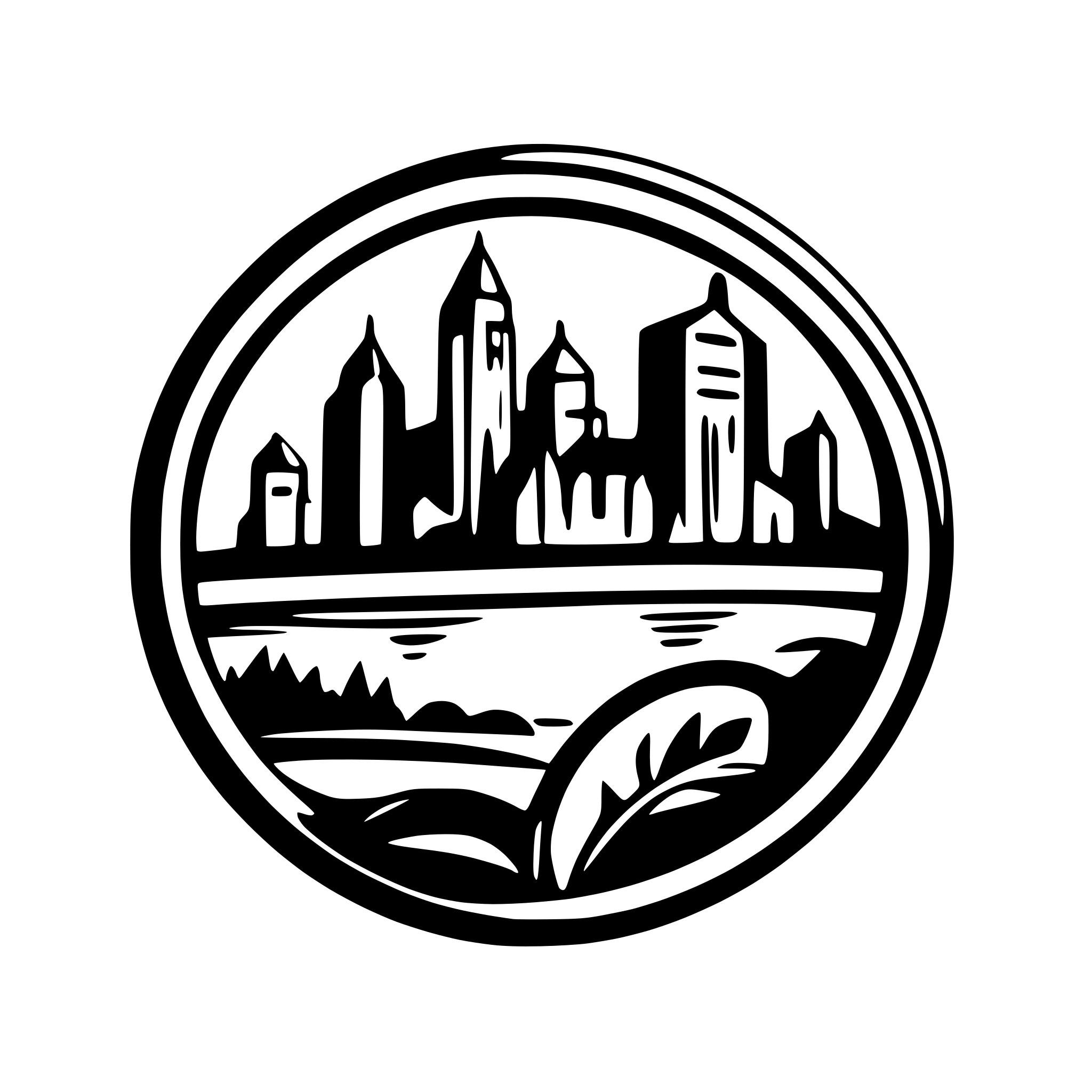 AI-generated SVG of a Riga skyline silhouette logo style