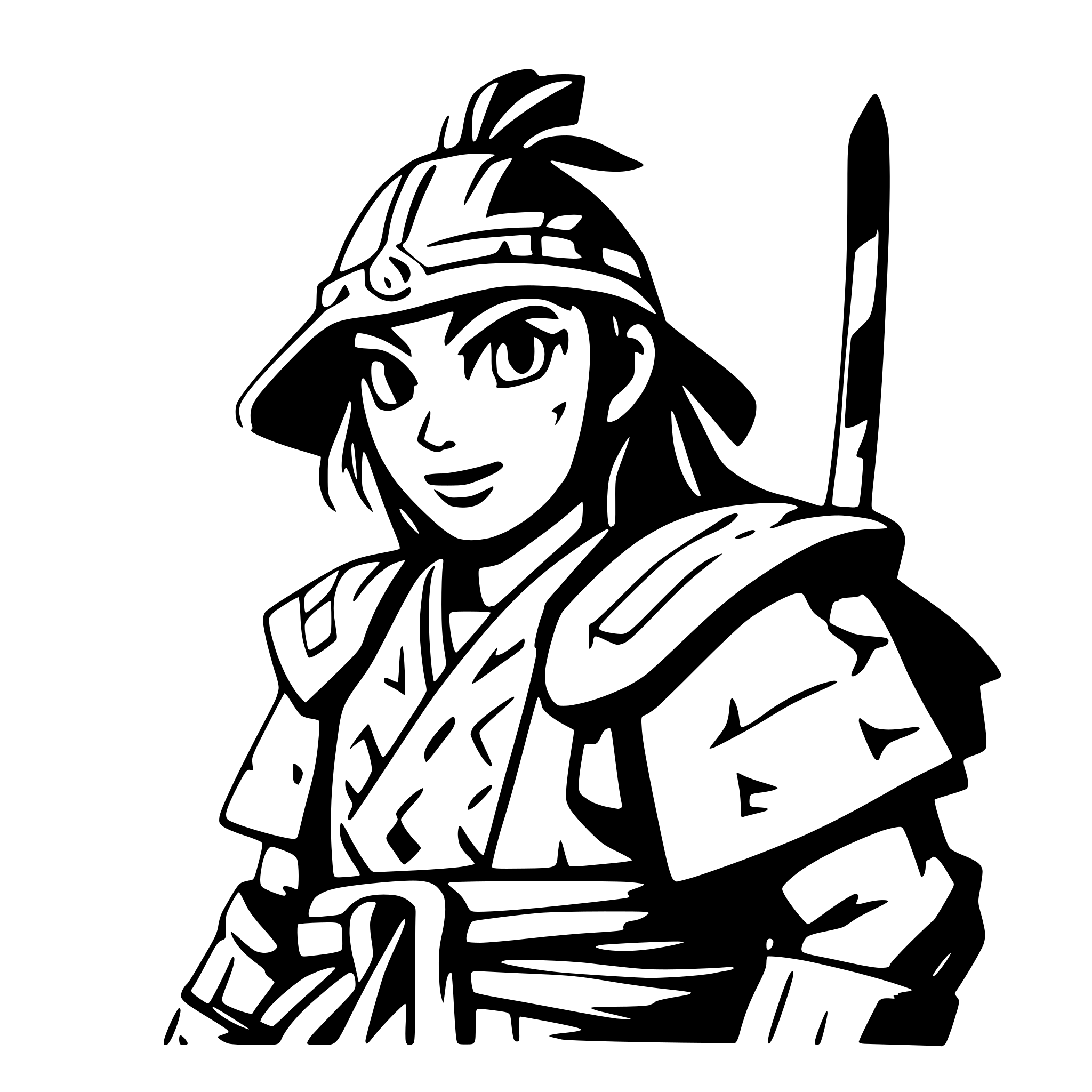 AI-generated SVG of a old samurai warrior, at dawn