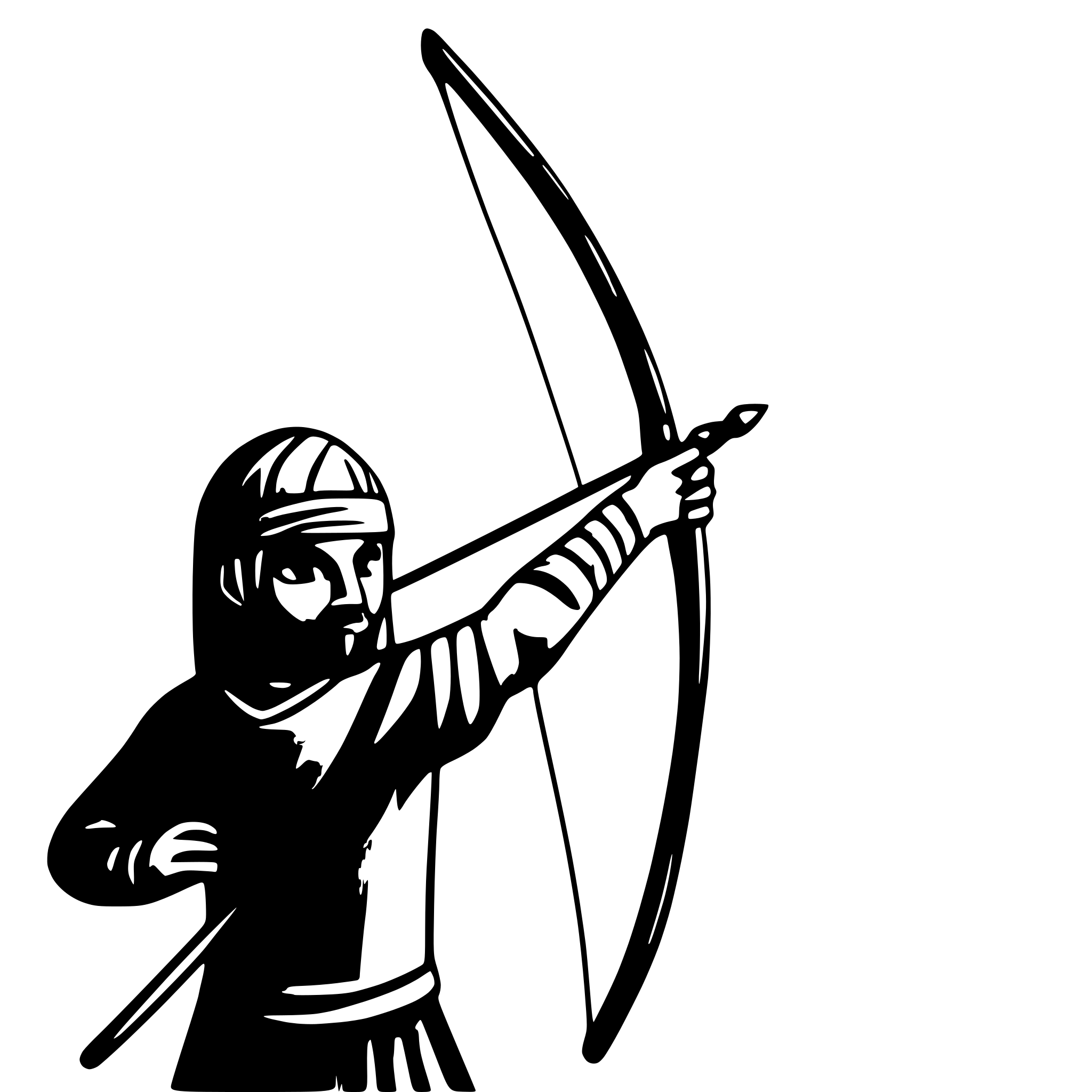 AI-generated SVG of a a Persian ancient man, an archer, with a bow