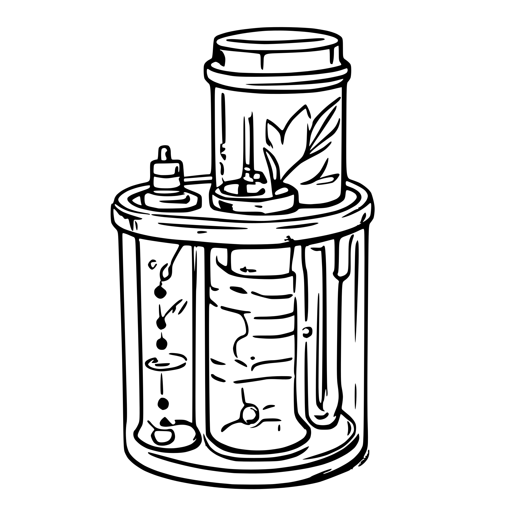 AI-generated SVG of a A detailed scientific illustration of a triple packaging system for transporting a biological sample. The central object is a yellow sample tube, vertically placed, sealed with a black cap and white screw closure, and containing a wavy liquid indicating a biological sample. The tube is placed inside a transparent primary container. This is further enclosed in a larger, translucent, light yellow secondary container with defined edges, shown as a rectangular cuboid. The entire setup is presented o