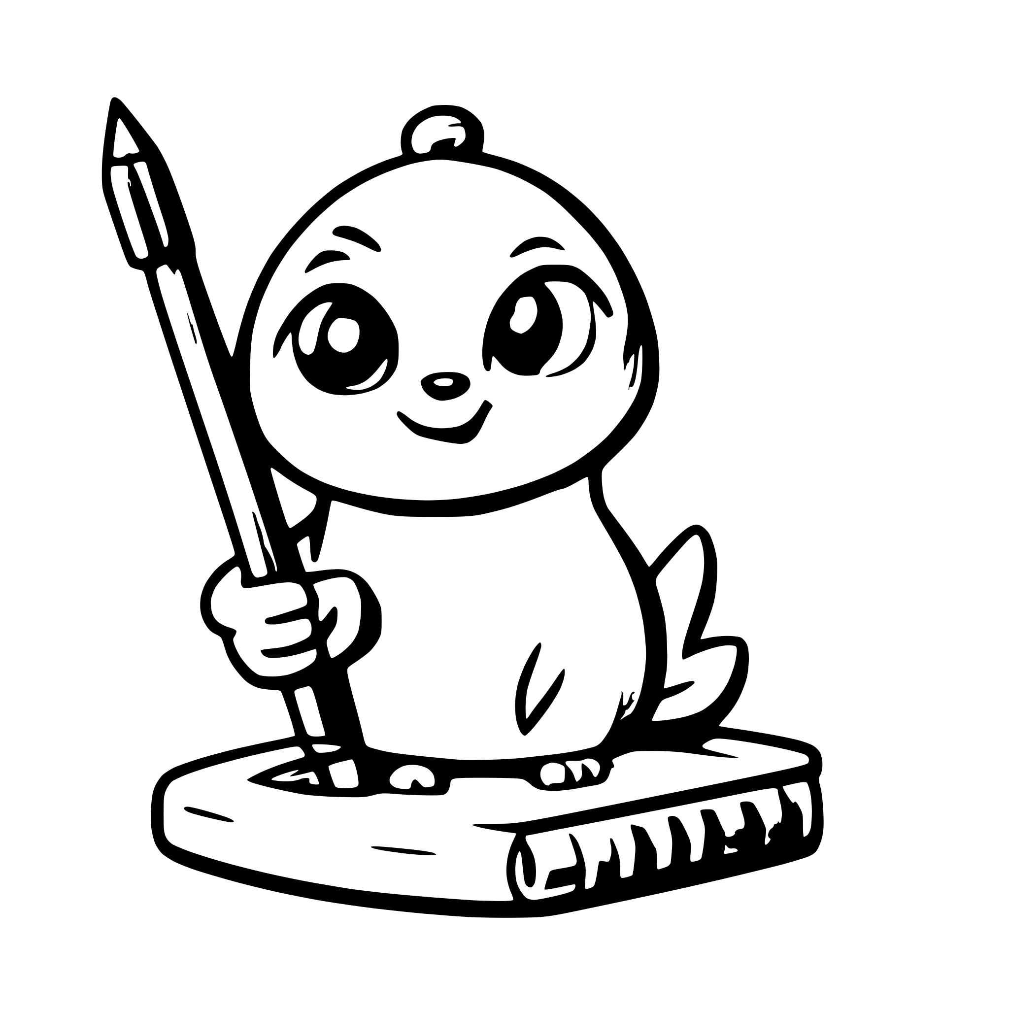 AI-generated SVG of a a seal is writing with a pen