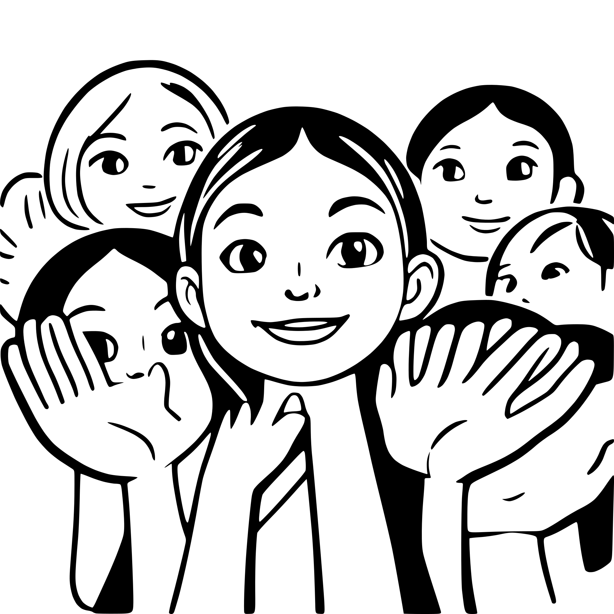 AI-generated SVG of a many childsren who holding on their hands