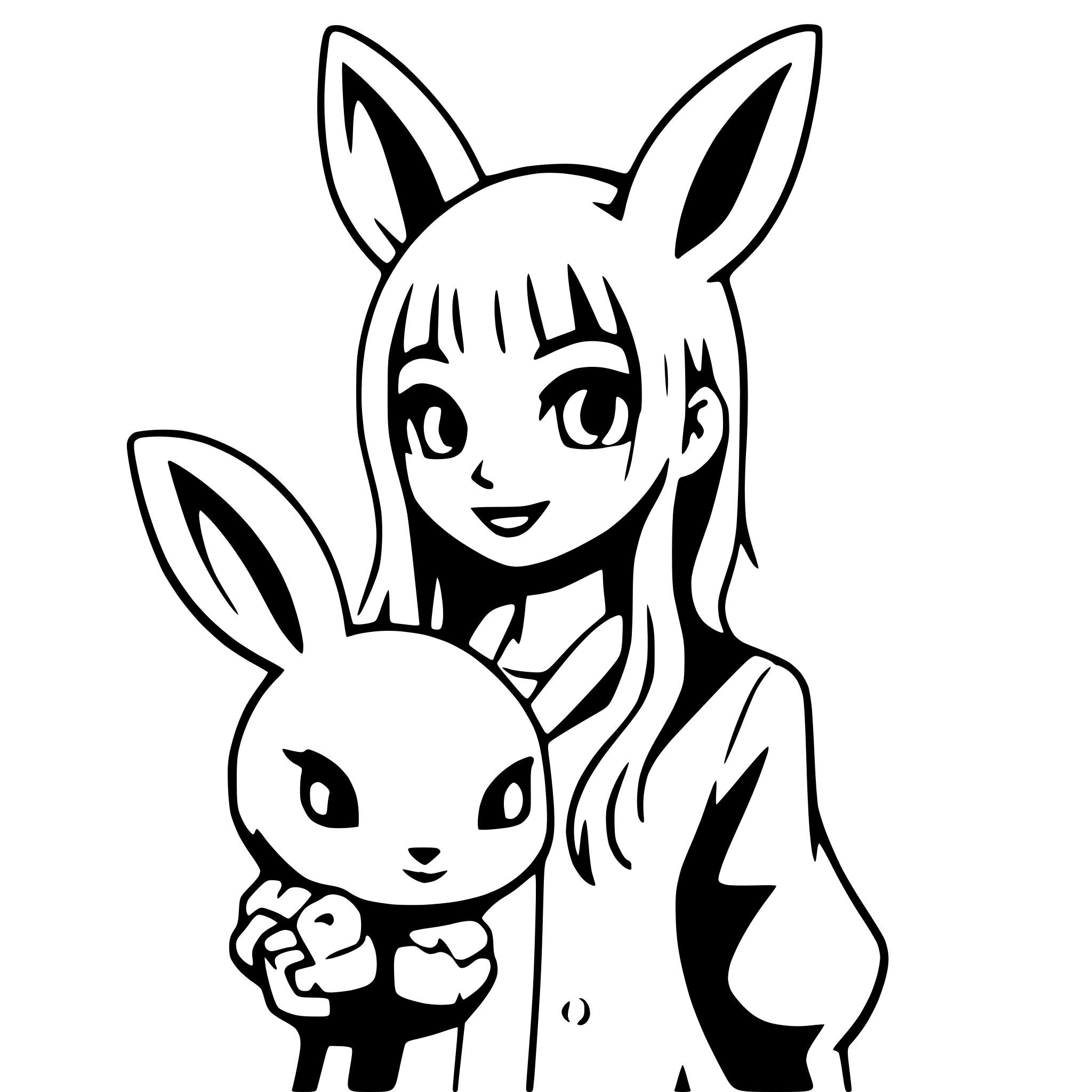 AI-generated SVG of 'fox and rabbit friends'