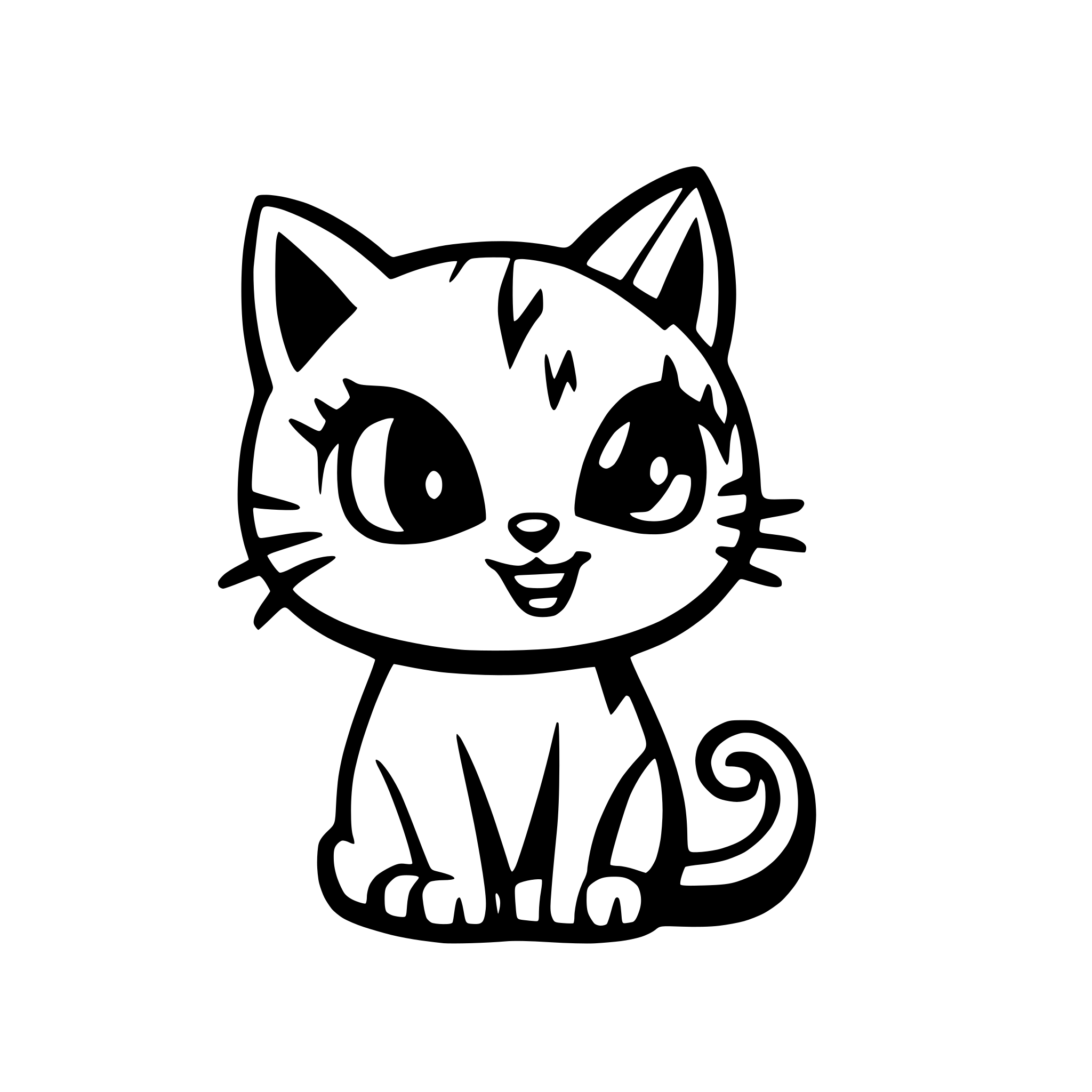 AI-generated SVG of a Create a cat side in a sitting position 
One is cute and has cute eyes and is happy.