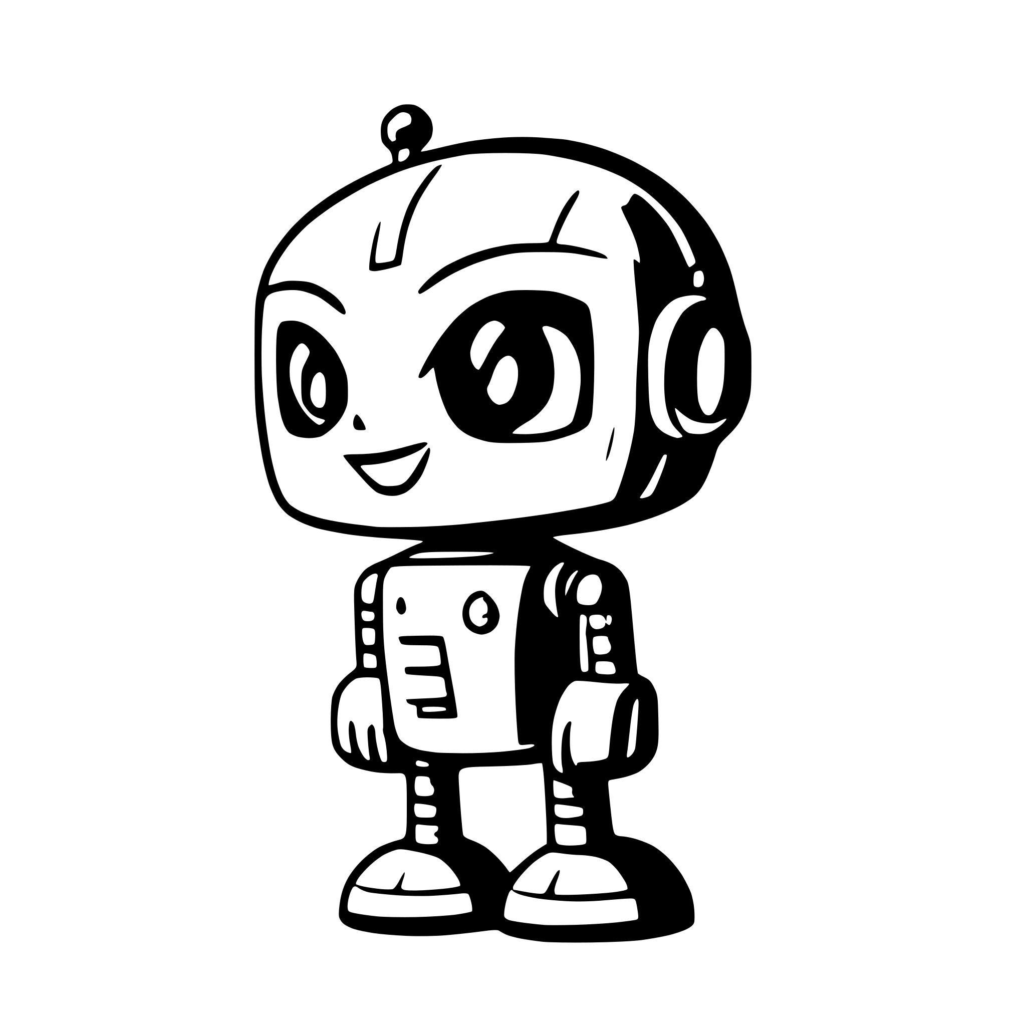 AI-generated SVG of 'cartoonic robot looking up'